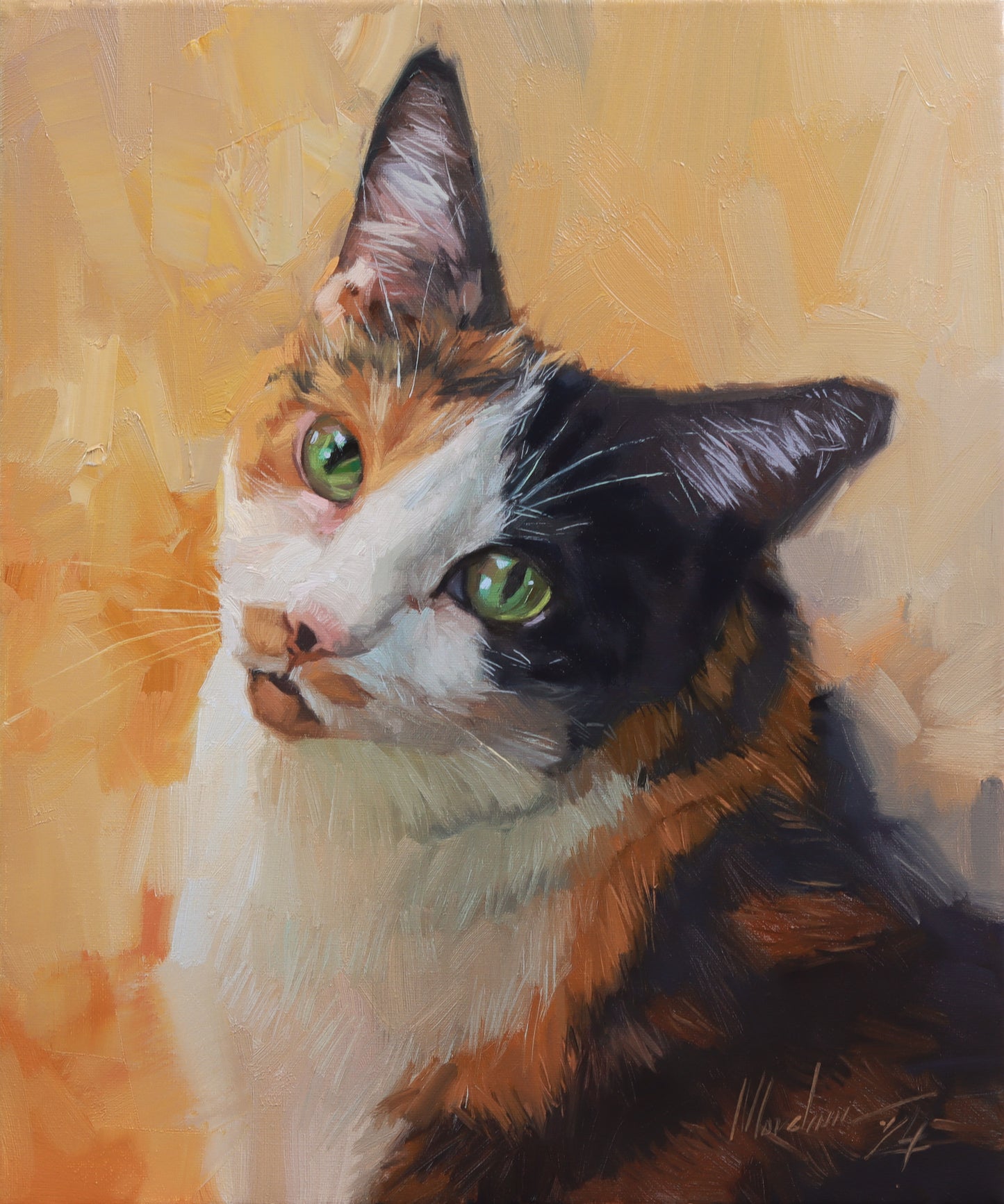 Custom pet portrait in oil on canvas – realistic painting of a cat from photo