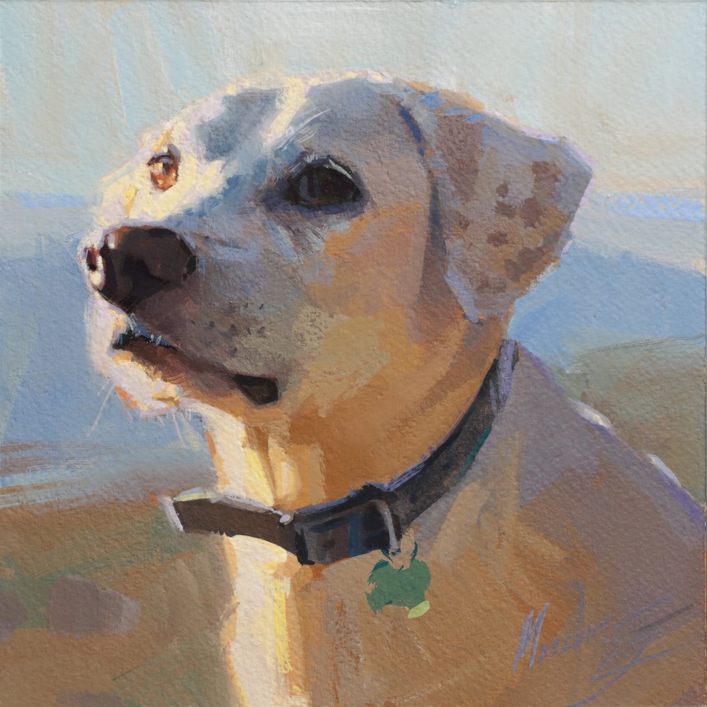 Custom pet portrait in gouache – colorful painting of a dog or cat from reference photo