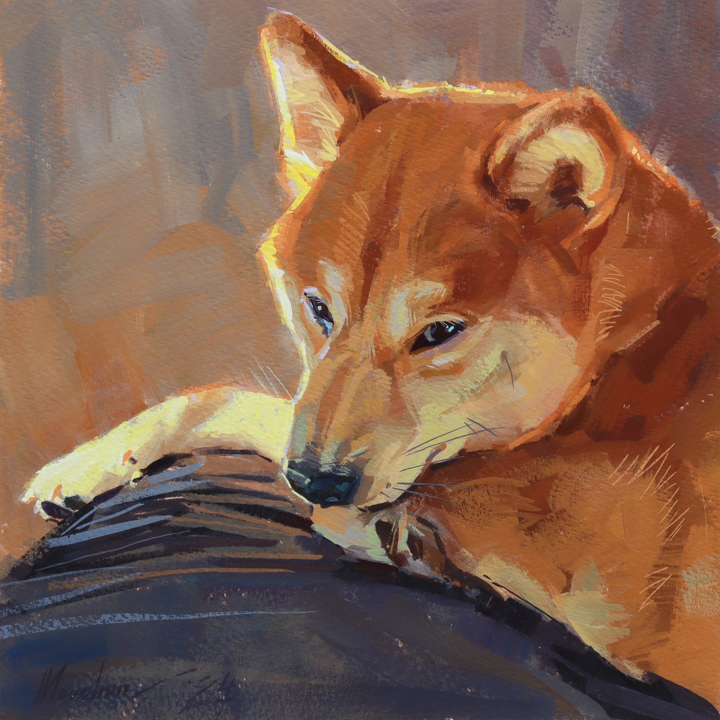 Custom pet portrait in gouache – colorful painting of a dog or cat from reference photo