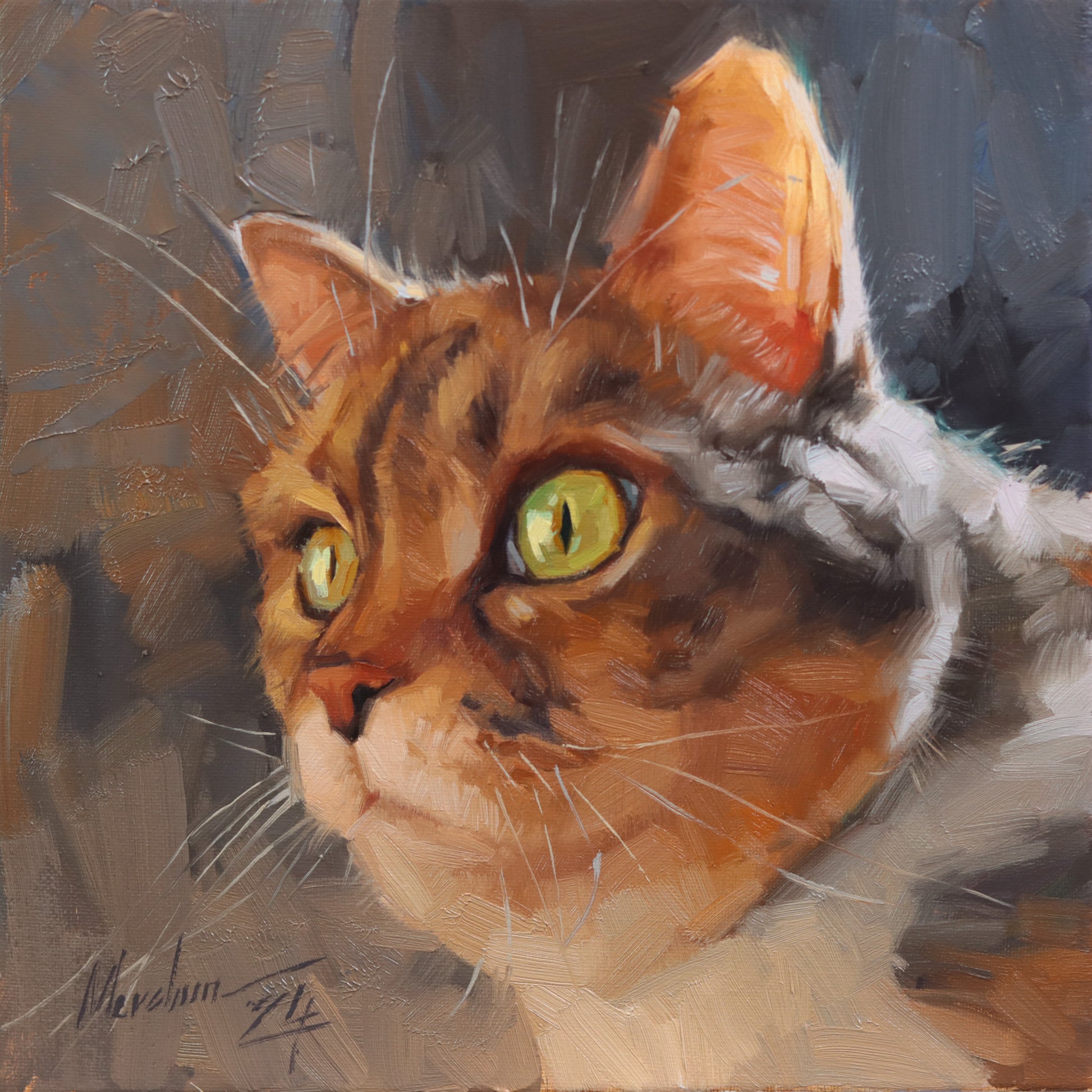 Custom pet portrait in oil on canvas – realistic painting of a  cat from photo