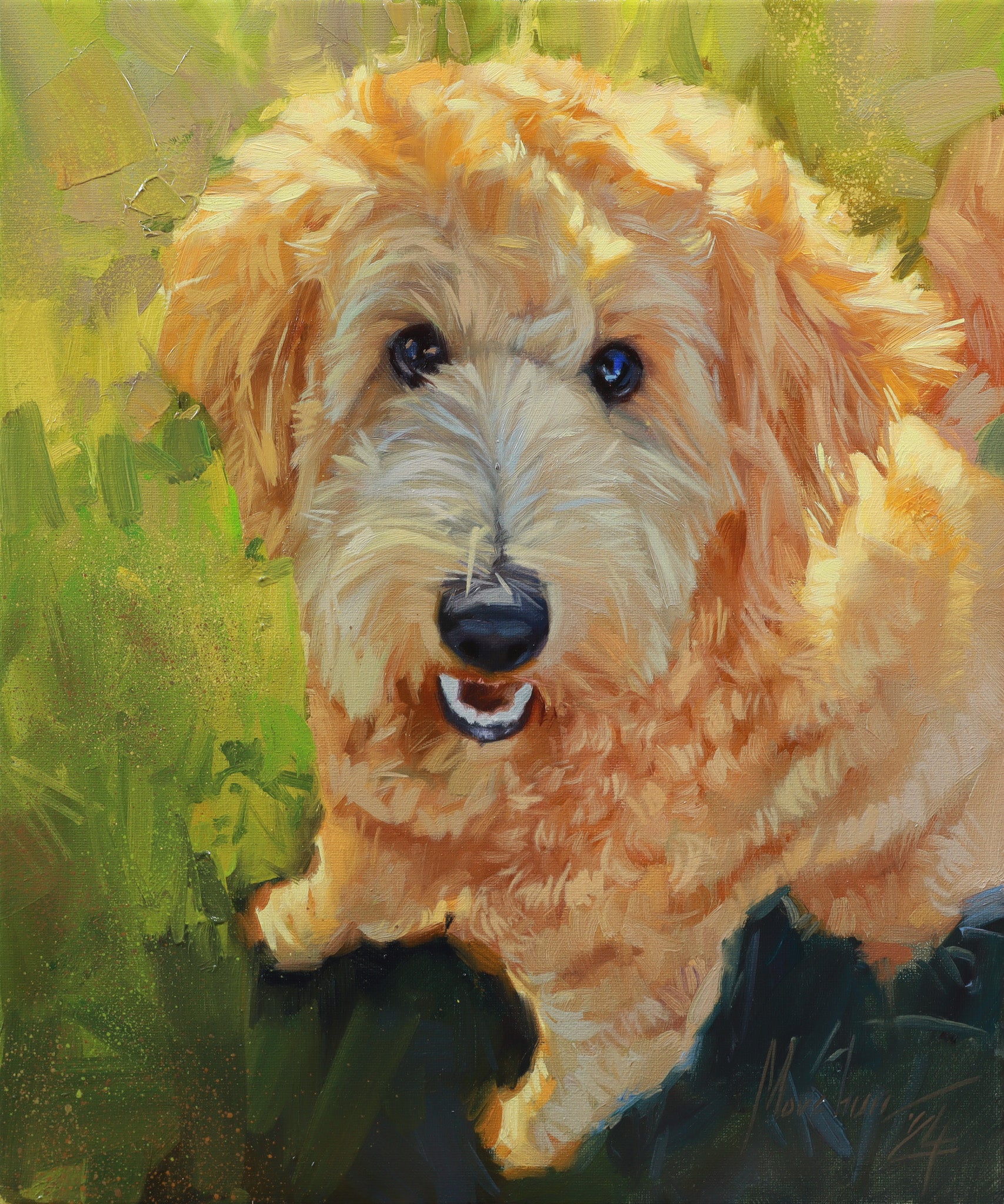 Custom pet portrait in oil on canvas – realistic painting of a dog  from photo