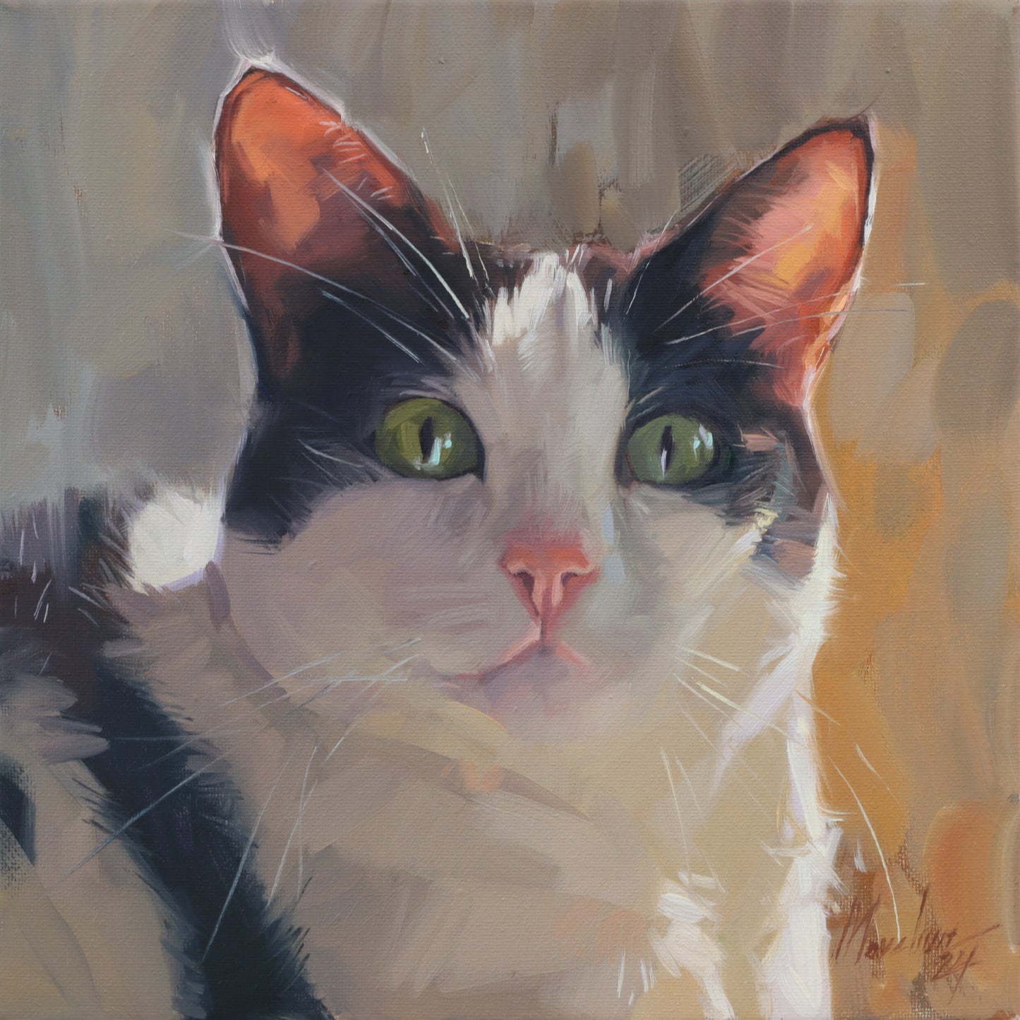 Custom pet portrait in oil on canvas – realistic painting cat from photo