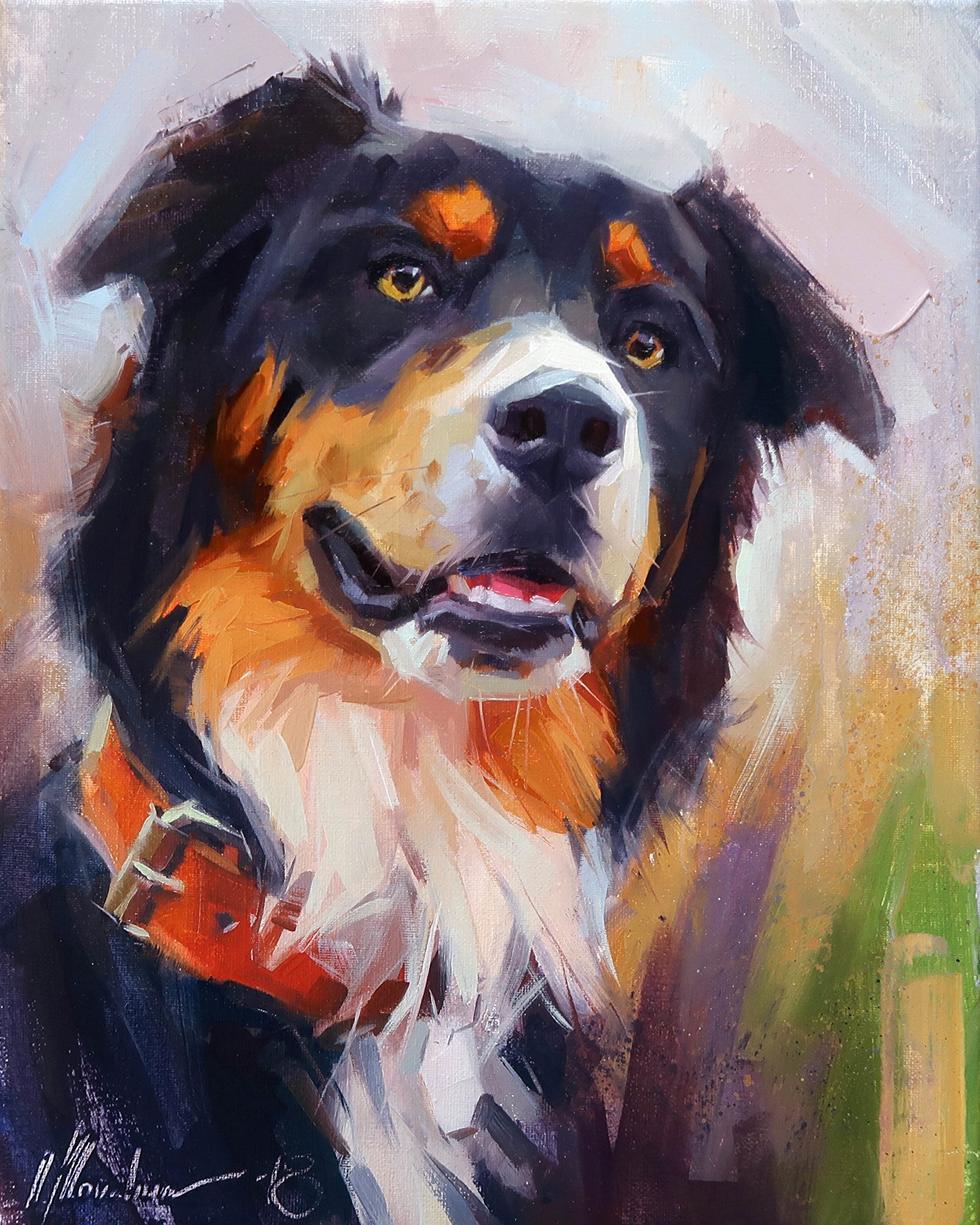 Custom pet portrait in oil on canvas – realistic painting of a dog or cat from photo