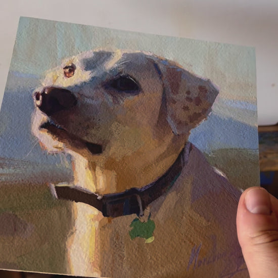 Custom pet portrait in gouache – colorful painting of a dog or cat from reference photo